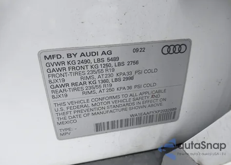 2023 Audi Q5 Premium Plus 45 Tfsi S Line Quattro из США, поврежденный, VIN WA1EAAFYXP2032999